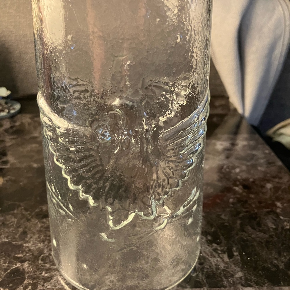 Clear Glass Vase with Eagle Design